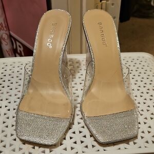 BAMBOO Sparkling Silver Heels